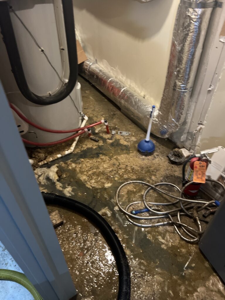 Water heater leak causing standing water damage in basement in Parma and Independence Ohio home